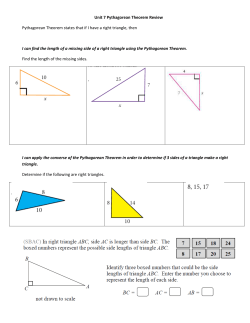 Unit 7 Pythagorean Theorem Review Pythagorean Theorem states
