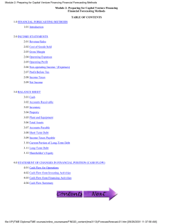 Preparing for Capital Venture Financing Financial