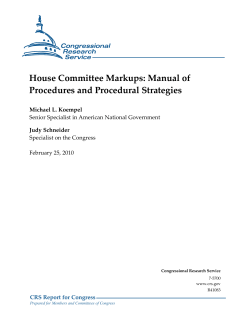 House Committee Markups: Manual of Procedures and Procedural