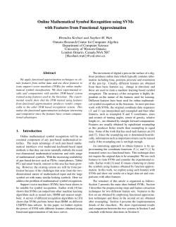 Online Mathematical Symbol Recognition using SVMs