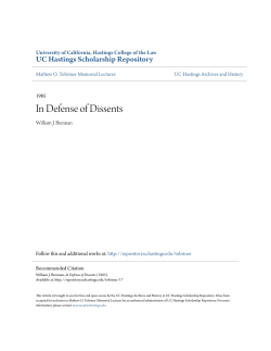 In Defense of Dissents - UC Hastings Scholarship Repository