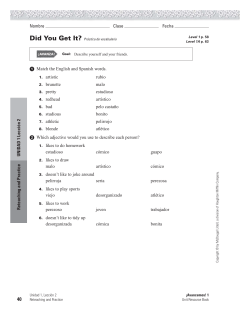 Nombre Clase Fecha Match the English and Spanish words. 1