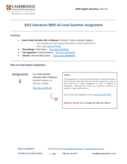 AICE Lit Summer Assignment 2015
