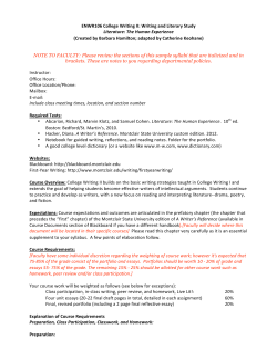 ENWR106 College Writing II: Writing and Literary Study Literature