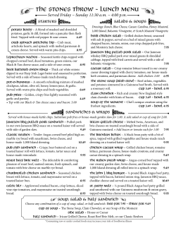 THE STONES THROW ~ LUNCH MENU