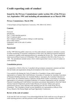 Credit Reporting Code of Conduct