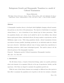 Endogenous Growth and Demographic Transition in a model of