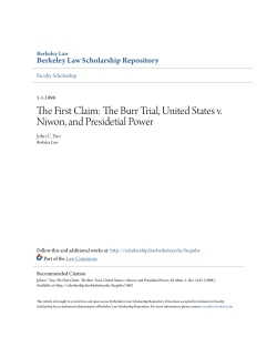 The First Claim: The Burr Trial, United States v. Niwon, and