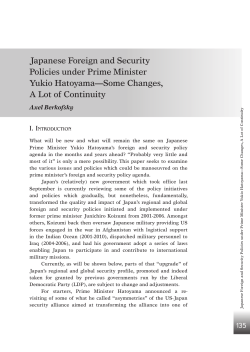 Japanese Foreign and Security Policies under Prime Minister Yukio
