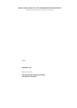 the genetically engineered body - Max Planck Institute for the History