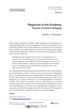 Plagiarism in the Academy - Equinox eBooks Publishing