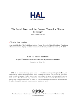 The Social Bond and the Person. Toward a Clinical Sociology