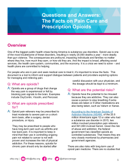 Questions and Answers: The Facts on Pain Care and Prescription