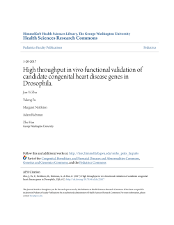 High throughput in vivo functional validation of candidate congenital