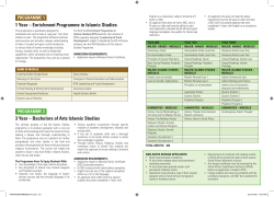 1 Year &ndash; Enrichment Programme in Islamic Studies 3 Year