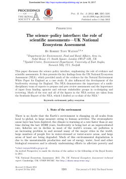 The science–policy interface - Proceedings of the Royal Society A
