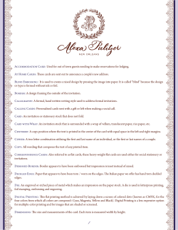 Accommodation Card: Used for out of town guests needing to make