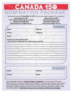 nominee sponsor - Harold Albrecht