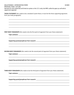 ISOLATIONISM V. INTERVENTION PAPER SCHEID PROPOSAL