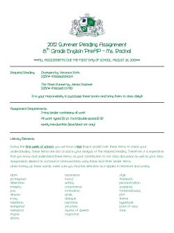 2012 Summer Reading Assignment