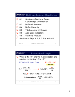 Ch 8 - Applications of Equilibrium Review of an Example
