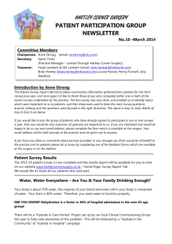 hartley corner surgery patient participation group newsletter
