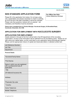 NHS Standard Application Form