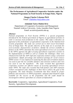The Performance of Agricultural Cooperative Societies under the