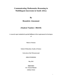 COMMUNICATING MATHEMATICAL REASONING