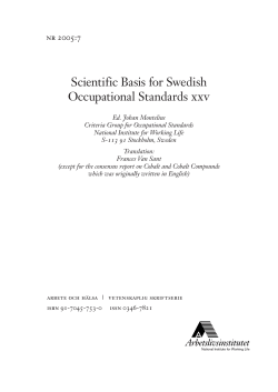Scientific Basis for Swedish Occupational Standards