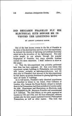 did benjamin franklin fly his electrical kite