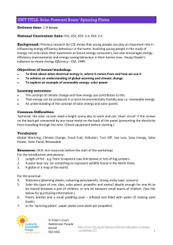 Solar Powered Boats/ Spinning Plates