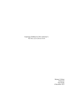 Exploring Childhood in Olive Schreiner`s The Story of an