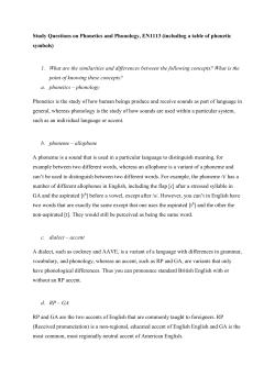 Study Questions on Phonetics and Phonology, EN1113