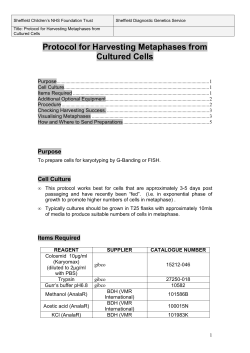 Protocol for Harvesting Metaphases from Cultured Cells