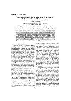 Multivariate Analysis and the Study of Form, with Special Reference
