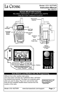 Model: 810-163TWR Instruction Manual NOAA WEATHER RADIO