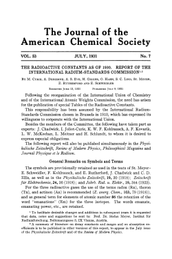 THE RADIOACTIVE CONSTANTS AS OF 1930. REPORT OF THE
