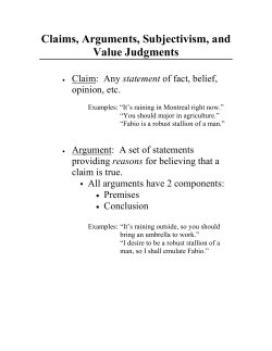 Claims, Arguments, Subjectivism, and Value Judgments