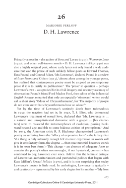 Marjorie Perloff`s chapter on DHL`s poetry