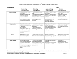 South Orange-Maplewood School District Persuasive Writing Rubric