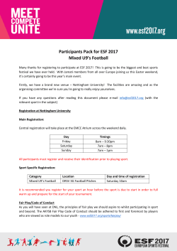 Participants Pack for ESF 2017 Mixed U9`s Football