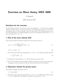 Exercises on Wave theory, MEK 4600