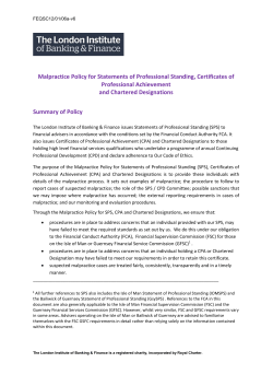 Malpractice Policy for Statements of Professional Standing