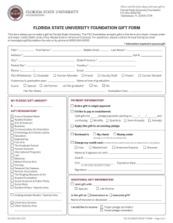 FLORIDA STATE UNIVERSITY FOUNDATION GIFT FORM