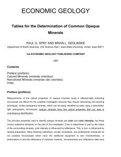 Tables for the Determination of Common Opaque Minerals