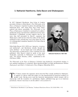 3. Nathaniel Hawthorne, Delia Bacon and Shakespeare 1857