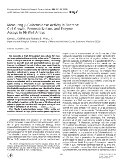 Measuring -Galactosidase Activity in Bacteria: Cell