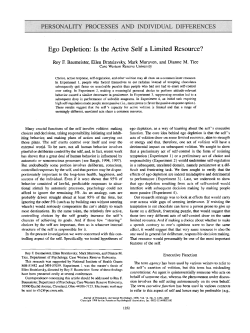 Ego Depletion: Is the Active Self a Limited Resource?