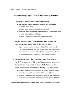 The Opening Page &ndash; Character/ Setting/ Tension